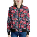 Eyeball Rose Pattern Print Women's Bomber Jacket