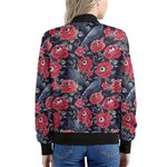 Eyeball Rose Pattern Print Women's Bomber Jacket