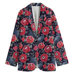 Eyeball Rose Pattern Print Women's Cotton Blazer