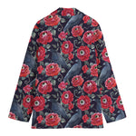 Eyeball Rose Pattern Print Women's Cotton Blazer
