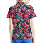 Eyeball Rose Pattern Print Women's Polo Shirt