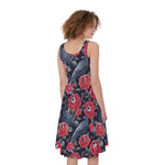 Eyeball Rose Pattern Print Women's Sleeveless Dress