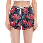 Eyeball Rose Pattern Print Women's Split Running Shorts