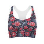 Eyeball Rose Pattern Print Women's Sports Bra