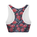 Eyeball Rose Pattern Print Women's Sports Bra