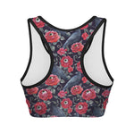 Eyeball Rose Pattern Print Women's Sports Bra