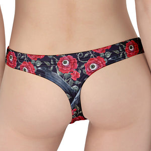 Eyeball Rose Pattern Print Women's Thong