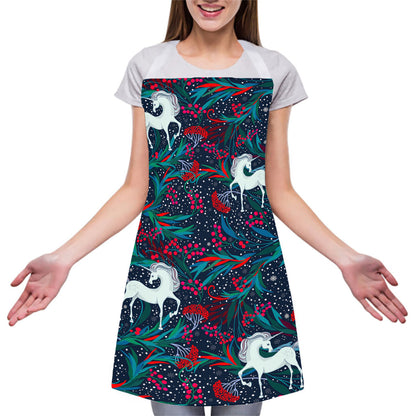 Fairy Floral Unicorn Pattern Print Adjustable Apron