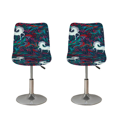 Fairy Floral Unicorn Pattern Print Bar Stool Covers