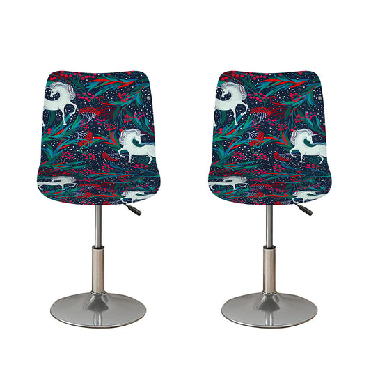 Fairy Floral Unicorn Pattern Print Bar Stool Covers