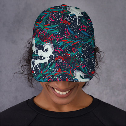 Fairy Floral Unicorn Pattern Print Baseball Cap