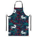 Fairy Floral Unicorn Pattern Print Bib Apron With Pocket