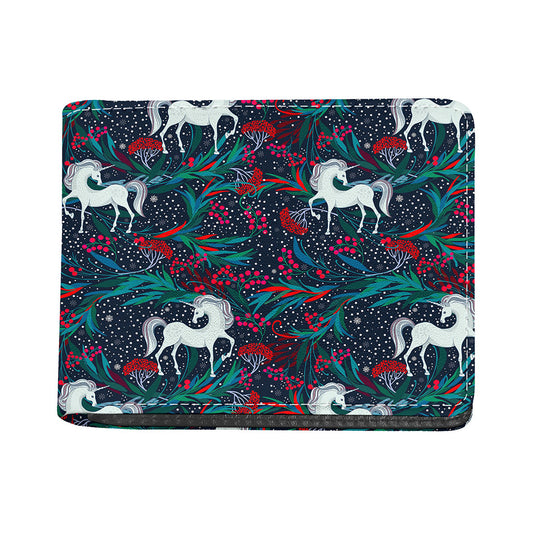 Fairy Floral Unicorn Pattern Print Bifold Wallet
