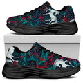 Fairy Floral Unicorn Pattern Print Black Chunky Shoes