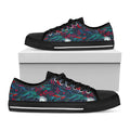 Fairy Floral Unicorn Pattern Print Black Low Top Sneakers