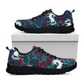 Fairy Floral Unicorn Pattern Print Black Running Shoes