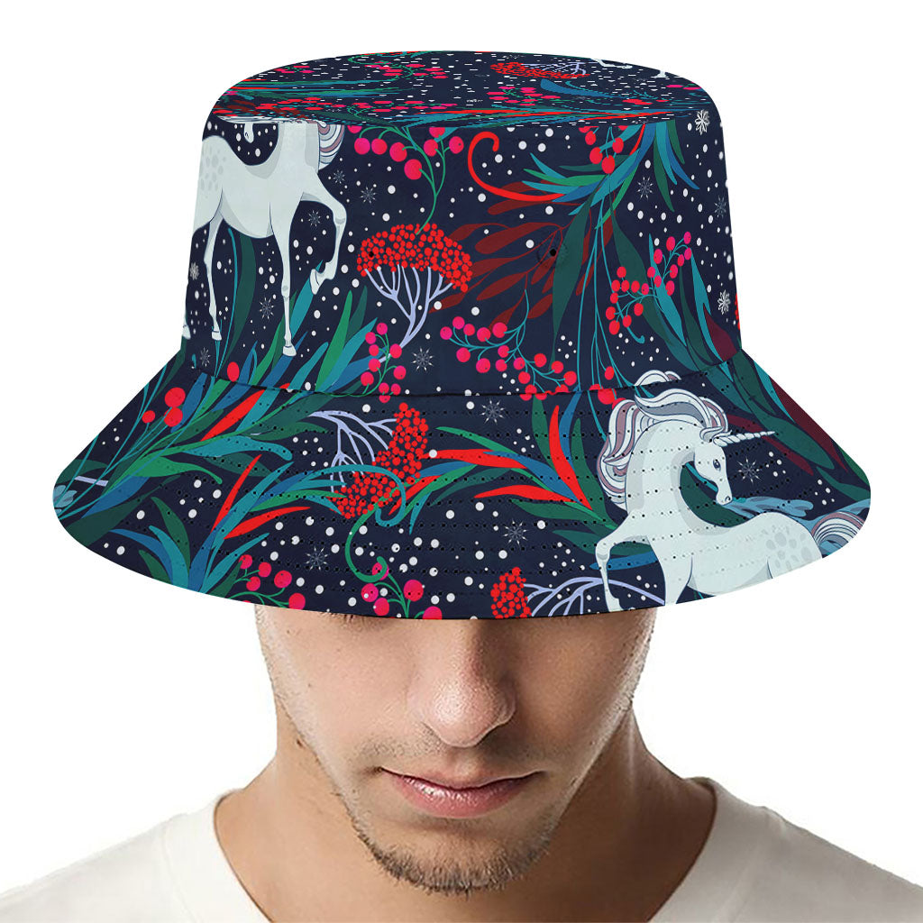 Fairy Floral Unicorn Pattern Print Bucket Hat