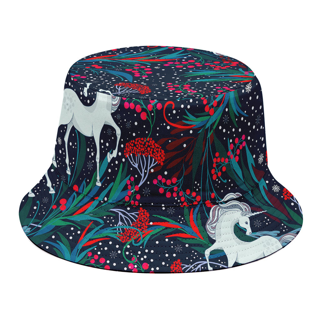 Fairy Floral Unicorn Pattern Print Bucket Hat