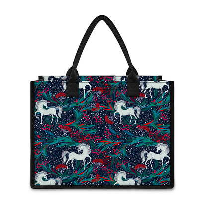Fairy Floral Unicorn Pattern Print Canvas Tote Bag
