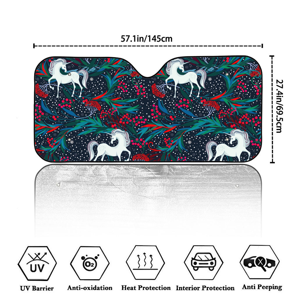 Fairy Floral Unicorn Pattern Print Car Windshield Sun Shade