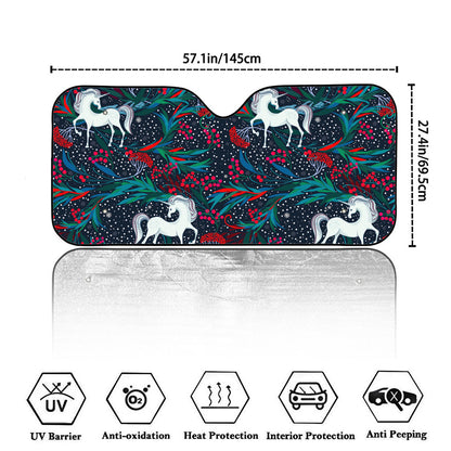 Fairy Floral Unicorn Pattern Print Car Windshield Sun Shade