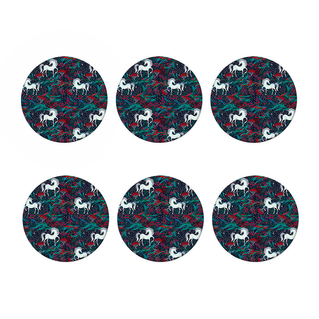Fairy Floral Unicorn Pattern Print Coaster Set