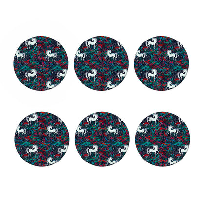 Fairy Floral Unicorn Pattern Print Coaster Set