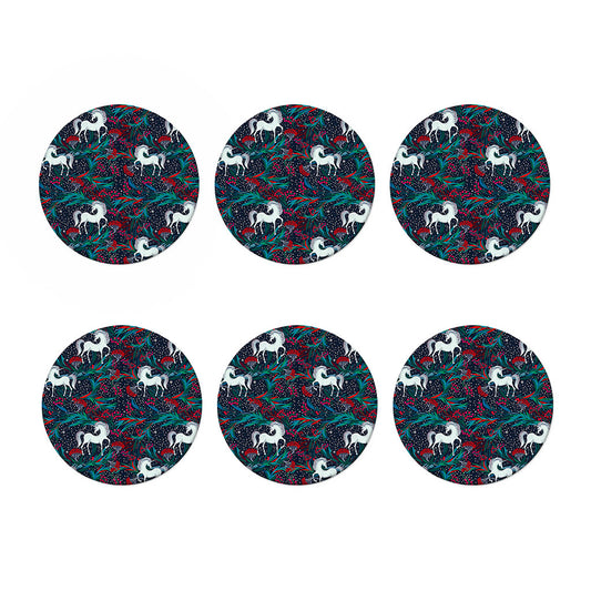 Fairy Floral Unicorn Pattern Print Coaster Set