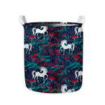 Fairy Floral Unicorn Pattern Print Collapsible Laundry Basket