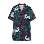 Fairy Floral Unicorn Pattern Print Cotton Hawaiian Shirt