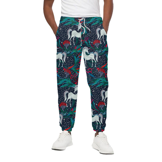Fairy Floral Unicorn Pattern Print Cotton Pants