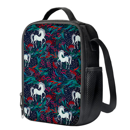 Fairy Floral Unicorn Pattern Print Crossbody Lunch Bag