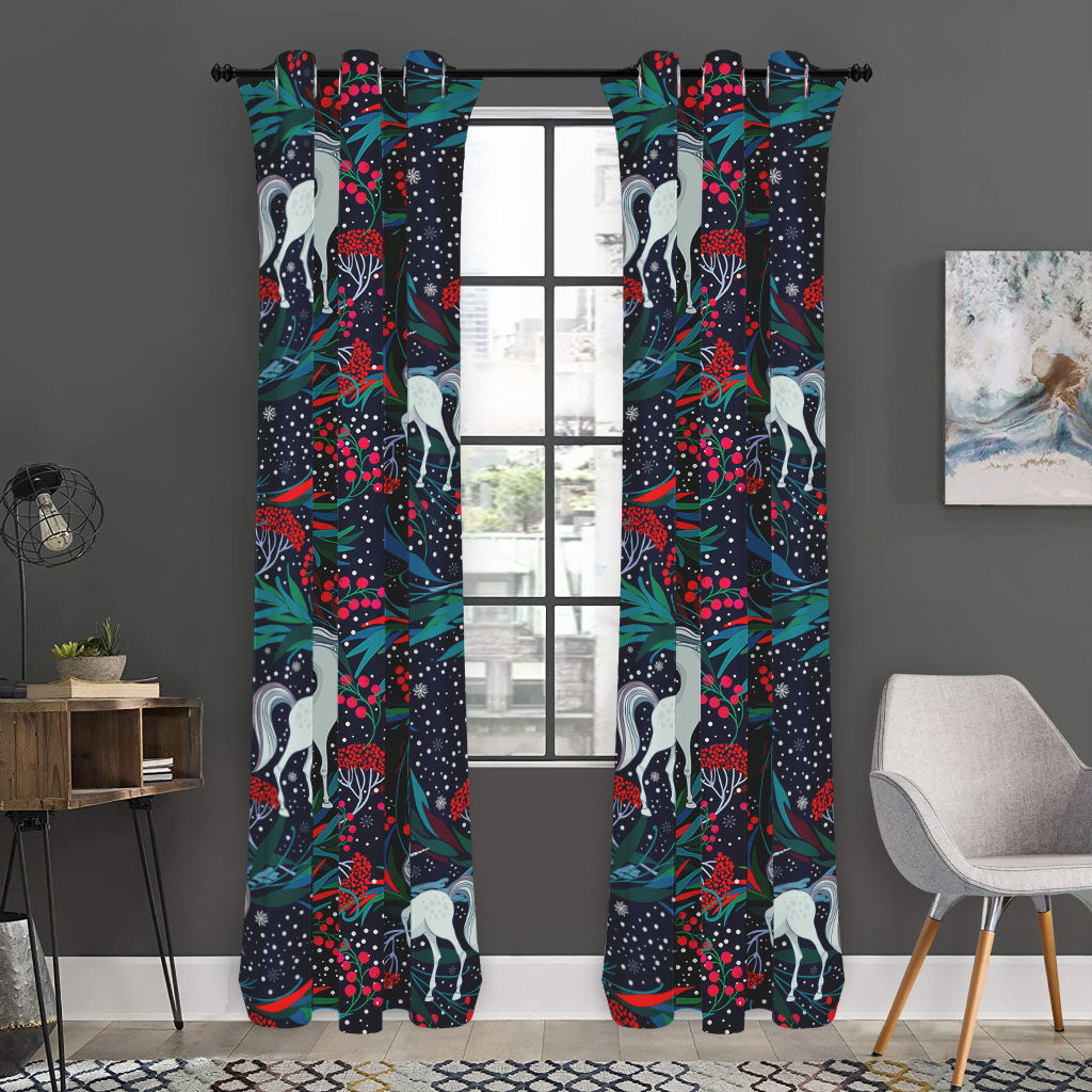 Fairy Floral Unicorn Pattern Print Curtain