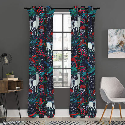 Fairy Floral Unicorn Pattern Print Curtain