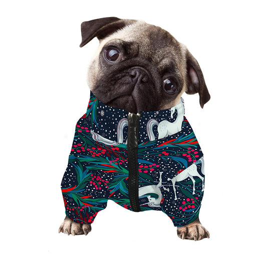 Fairy Floral Unicorn Pattern Print Dog Zip Up Jacket