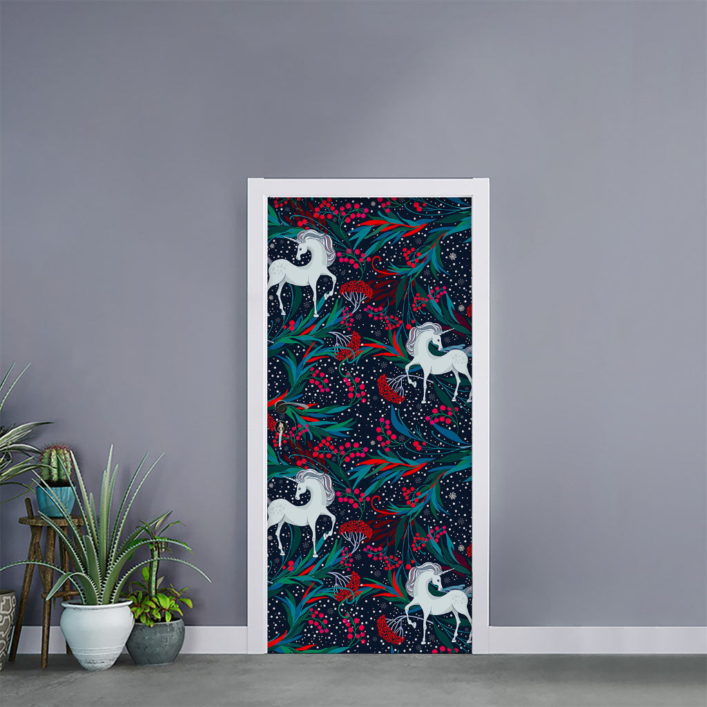 Fairy Floral Unicorn Pattern Print Door Sticker