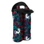 Fairy Floral Unicorn Pattern Print Double Neoprene Wine Tote
