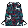 Fairy Floral Unicorn Pattern Print Drawstring Backpack