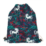 Fairy Floral Unicorn Pattern Print Drawstring Bag