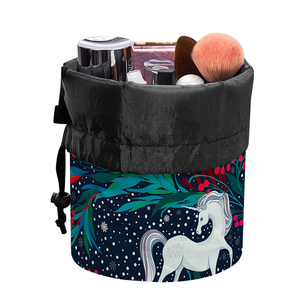 Fairy Floral Unicorn Pattern Print Drawstring Makeup Bag