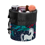 Fairy Floral Unicorn Pattern Print Drawstring Makeup Bag