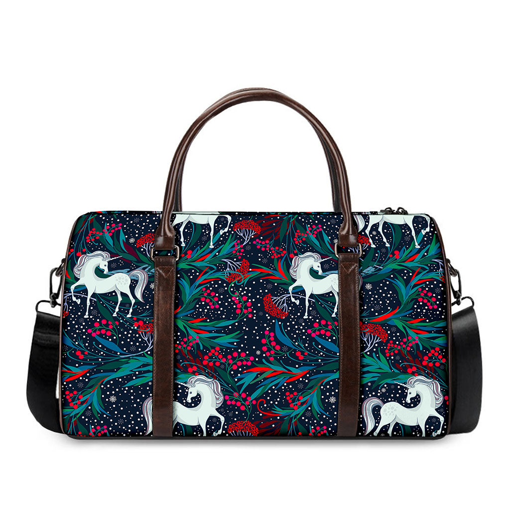 Fairy Floral Unicorn Pattern Print Duffle Bag
