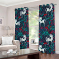 Fairy Floral Unicorn Pattern Print Extra Wide Grommet Curtains
