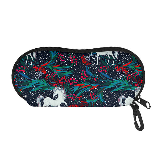 Fairy Floral Unicorn Pattern Print Glasses Case