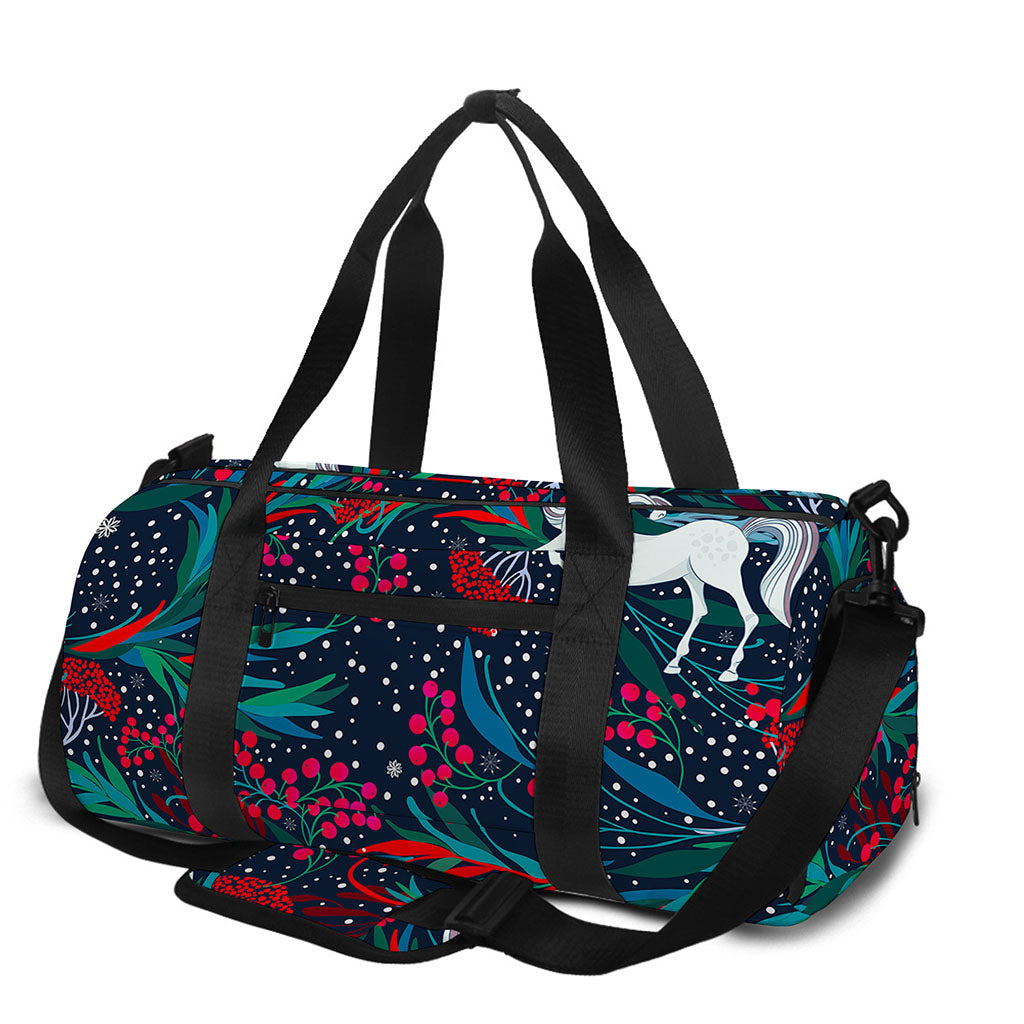 Fairy Floral Unicorn Pattern Print Gym Bag