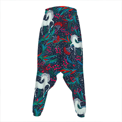 Fairy Floral Unicorn Pattern Print Hammer Pants