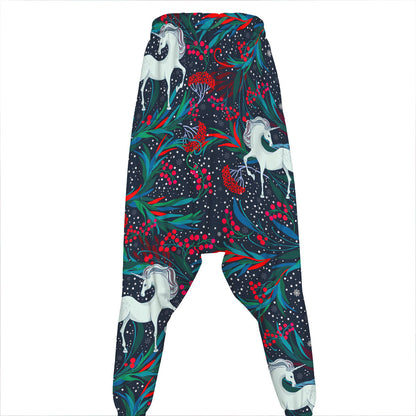 Fairy Floral Unicorn Pattern Print Hammer Pants