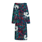 Fairy Floral Unicorn Pattern Print Hooded Bathrobe