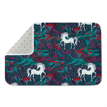 Fairy Floral Unicorn Pattern Print Indoor Door Mat