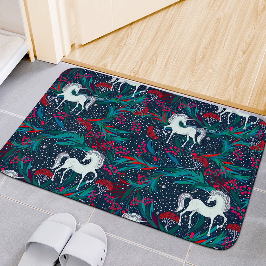 Fairy Floral Unicorn Pattern Print Indoor Door Mat